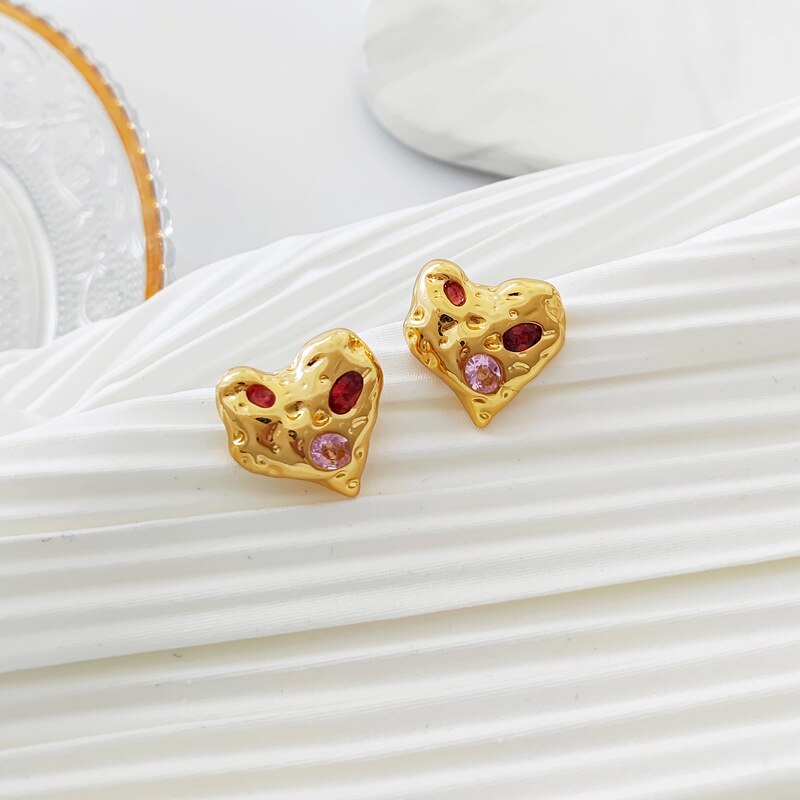 Irregular Heart Stud Earrings