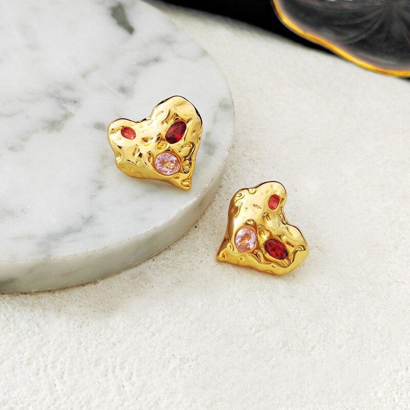 Irregular Heart Stud Earrings